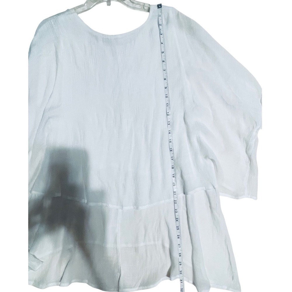 Umgee White Layered Gauze Tunic Top Boho Oversized Short Sleeve Medium NEW - Picture 8 of 11